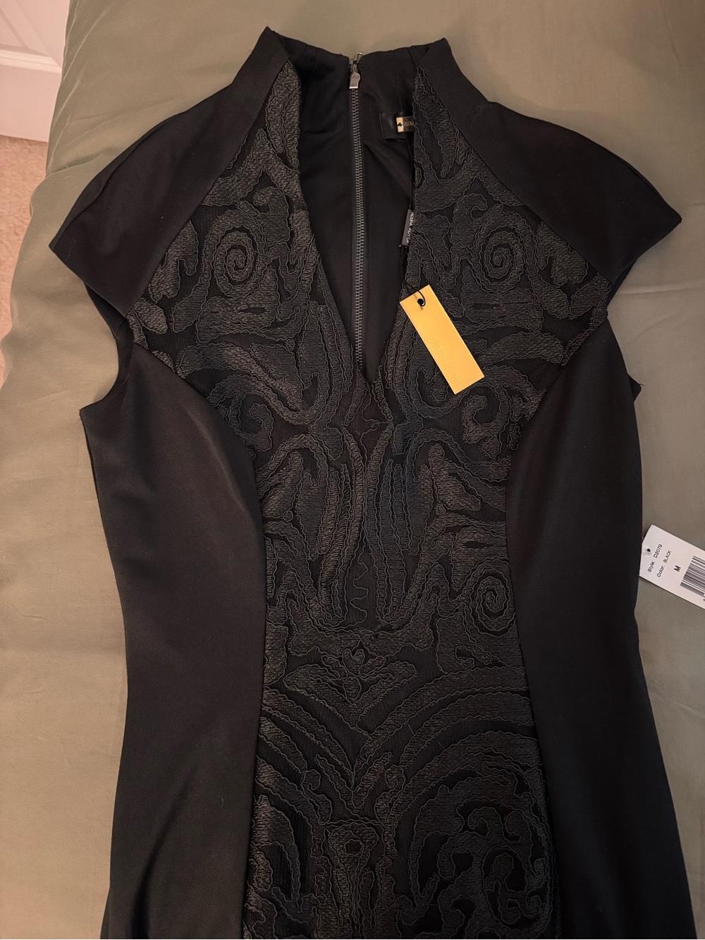 Alexia Admor Black Embroidered Panel Midi Dress